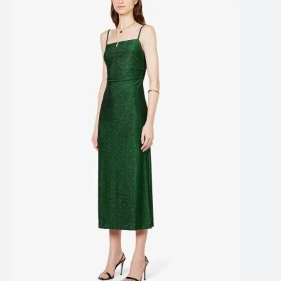 REFORMATION Breslin Midi Slip Dress Phthalo Green Minimalist Open Back Size XL - Picture 1 of 5